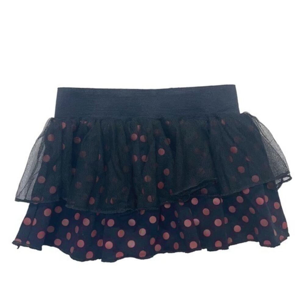 Red Black Polka Dot Skirt size 12 Months Mesh tulle ruffles wonderkids
